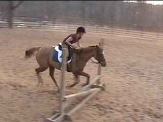 Cathy jumping Mattie