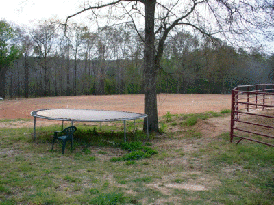 The trampoline overlooking the large arena