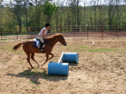 Cathy jumping Mattie